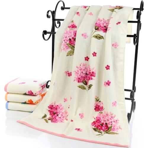 75*140cm Floral Pattern Cotton Bath Towels for Adults,Beach Terry Bath Towels Bathroom,Flower Bath Towel,Serviette de Bain