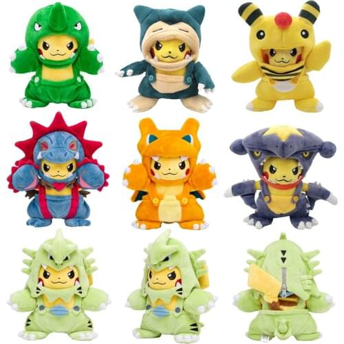 Kawaii Pikachued Plush Stuffed Doll Pokemoned Cosplay Eevee Charizard Snorlax Garchomp Tyranitar Hydreigon Ampharos Toy For Kids