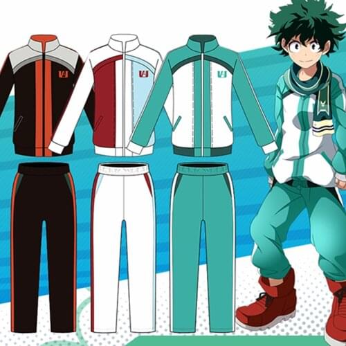My Boku no Hero Academia Cosplay Costume Men Women School Uniform Gym Suit Tops Pants Midoriya Izuku Todoroki Shouto Zip Jackets