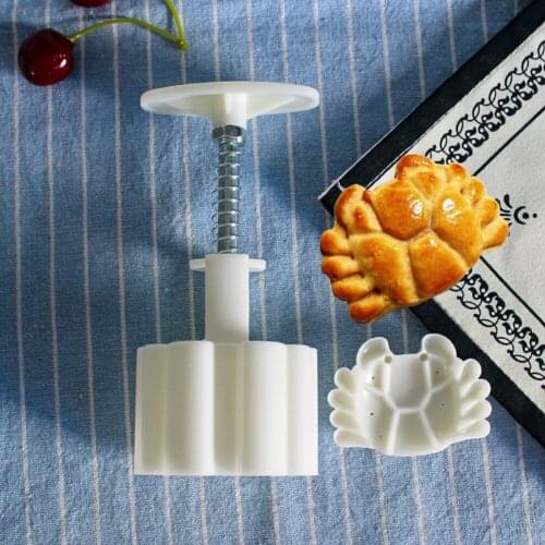 Square/Round Mooncake Mold Hand Pressure Maker Mould with Flower Stamps Plastic Cookies Cutter B88