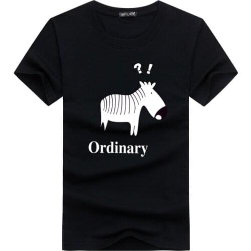 Brand Mens Top 2021 Spring Autumn Cotton T-shirts Men Fashion O-Neck Zebra Cartoon Print Tee Shirt Hommes