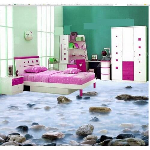 Custom 3D painting floor wallpaper PVC adhesive Cobblestone bathroom with 3d bathroom wallpaper waterproof