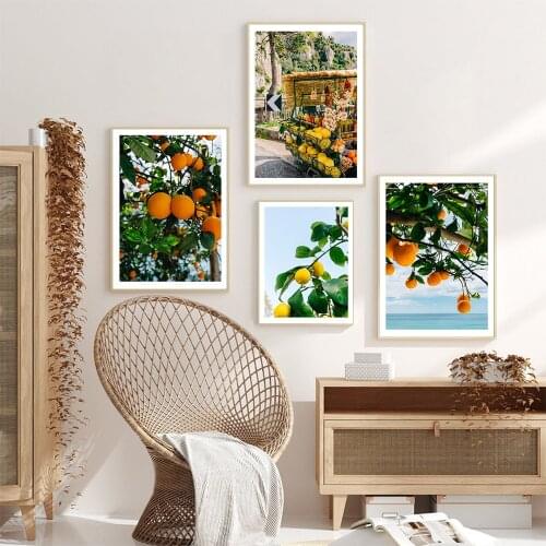 Scandinavian Style Amalfi Coast Oranges Poster Canvas Painting Fruit Wall Art Pictures for Living Room Nordic Home Decoration