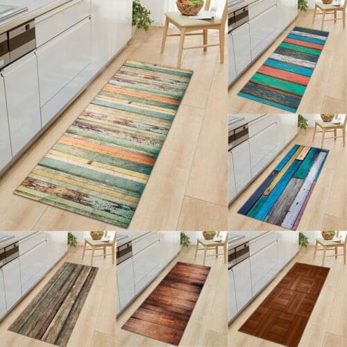 Wood Grain Bathroom Door Anti-slip Bath Carpet Floor Mat Living Room Floor Mats Modern Kitchen Rug Home Decoration