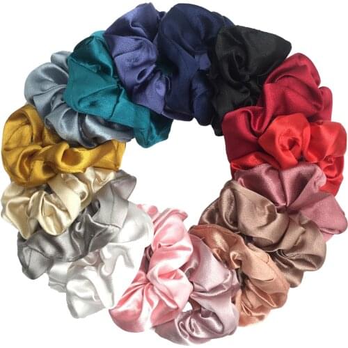 Scrunchies Hair Accessories Elastic Hair Bands Ponytail Holder Ties Rope Solid Satin Velvet Chiffon Women Girls 10pcs/pack Print