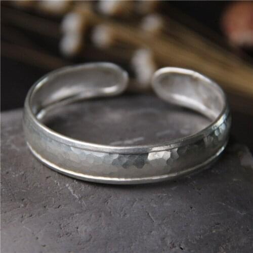 Silver silver Chiang mai, Thailand handmade silver 925 sterling silver bracelet open ms bright face contracted bracelet