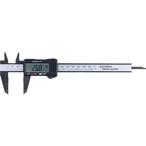 Caliper Ruler Carbon Fiber Composites LCD Digital Caliper 0-150mm Gauge Micrometer Measuring Toolwith Inch to MM Conversion