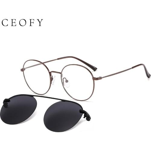 CEOFY Polarized Sunglasses Women Men Magnetic Clip On Sunglasses Sun Glasses Men Women Sunglass Round Glasses Frame Of Eyeglasse