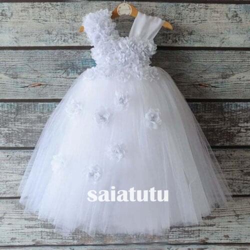 Photograph flower girl wedding dress children tulle party white spirit princess children birthday gift dresses piano New Vestido