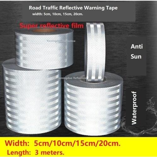 5/10/15/20cm High Visibility Self-adhesive PET Reflective Safety Tape Road Traffic Construction Site Reflective Sign Sticker