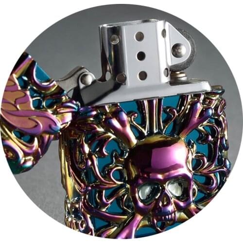 Windproof lighter kerosene wheel type retro heavy armor skull personality lighter for men to send boyfriend