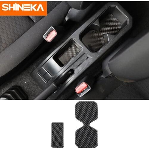 Shineka Interior Mouldings for Suzuki Jimny 2019+ Armrest Cup Holder Mat Pad Carbon Fiber Decoration Cover for Suzuki Jimny 2020