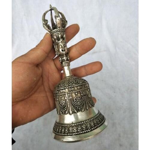 High :8inch/21 CM Home Decor Feng Shui Metal Hand Bell /Metal Decoration Crafts Tibetan Buddhism Lucky Bell