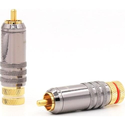 WBT Hi-End 24K Gold Plated RCA Plug Durable RCA Connector Screws Soldering Locking Audio Video WBT Plug,WBT-0152 RCA signal