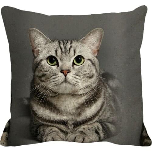 XUNYU 45cmx45m Cute Animal Somali cat pattern Linen Comfortable Cushion Cover Living Room Sofa Decoration Pillow Cover YH007
