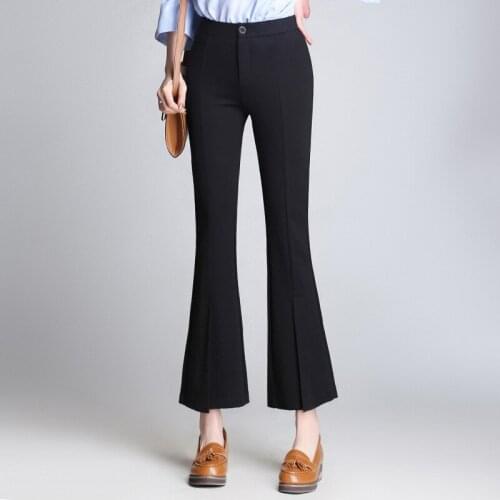 Yauamdb Women Long Pant Autumn Winter Size S-2xl Female Cotton Solid Flare Trousers Ladies Slim Skinny Ankle-length Pant 55