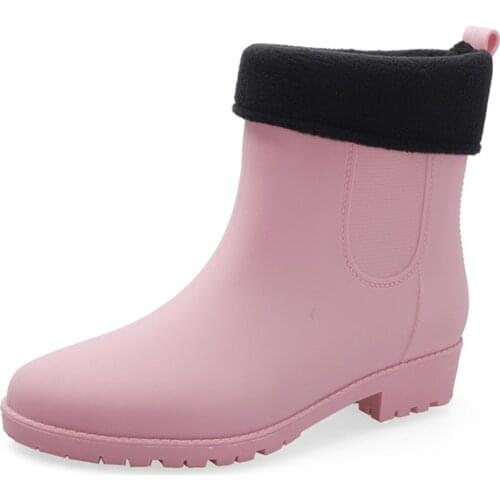 Rainboots Women Fashion Thicken Warm Women Winter Boots Trendy Design Casual Girl Rain Boots Motorcycle PVC Waterproof Shoes