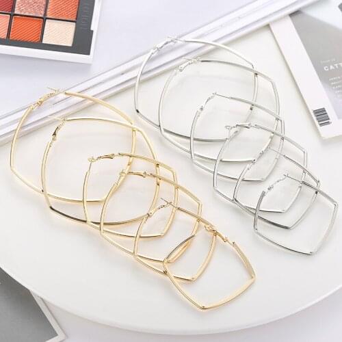 Summer drop earring gold big hoop earrings for women lady large geometric hollow loop dangle earring 2020 punk trendy jewelry