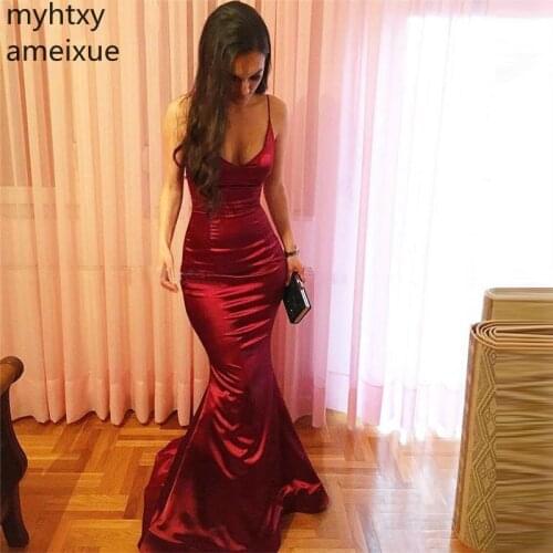 Sexy Good Look 2020 Satin Mermaid Prom Evenig Dresses Long Spaghetti Strap Floor Length Long Formal Plus Size Dress Elegant