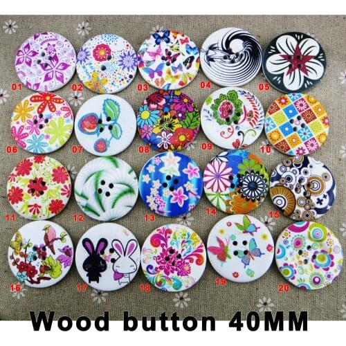 10PCS 40MM painting wooden coat button 4 hole sewing decorative clothes boots buttons accessory sweater button MCB-879L
