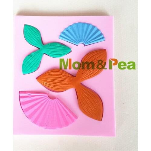 Mom&Pea 1409 Free Shipping Folding Fans Silicone Mold Cake Decoration Fondant Cake 3D Mold Soap Mold Food Grade