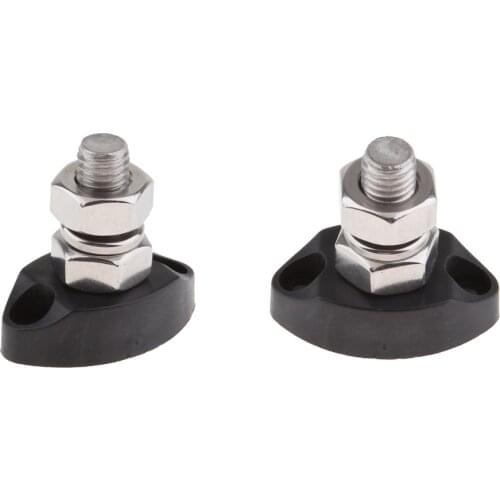 2pcs Black Terminal Block Power Post Insulated Terminal 10mm 3 / 8in