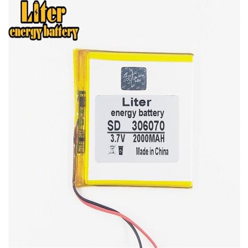 3.7V 2000mah 306070 Lithium Battery For PDA GPS DVR E-Book Tablet PC PowerBank Replace 356070 Lipo Rechargeable Bateria Pack