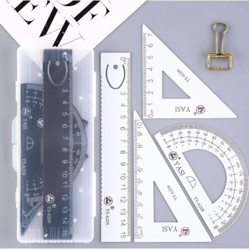 4PCS/Set UV Aluminum Alloy Ruler Drawing Measurement Geometry TriangleRuler Straightedge Protractor A Variety Of Rulers