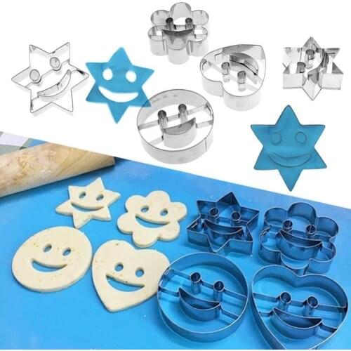 4pcs Stainless Steel Mini Cookie Cutter Set Biscuit Cookie Mold Party Pastry Cutters Mold Baking Tools Smile Face Heart Flower