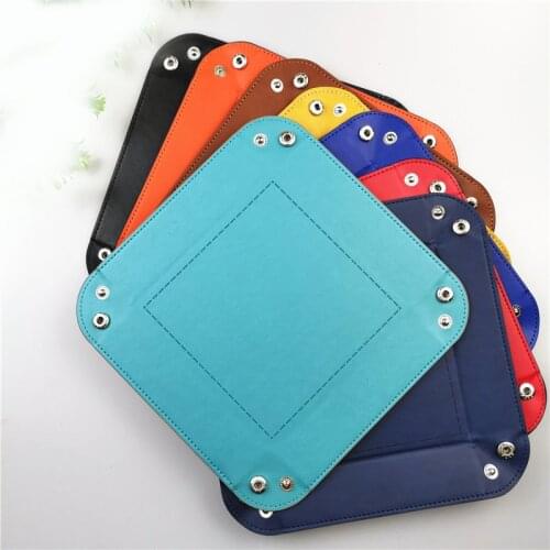 7 Kinds Portable Quadrilateral Dice Box PU Leather Folding Square Dice Tray For Board Games Dice Storage