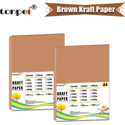 A4 Brown kraft paper Cardstock Paperboard Handmade DIY Package Watercolor Painting Origami crafts 20 50 sheets pack 80 200 300 g