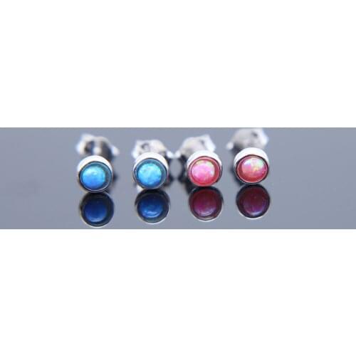 Promotion high quality factory direct selling fire opal pink blue color stud mini tiny stud delicate stone earring