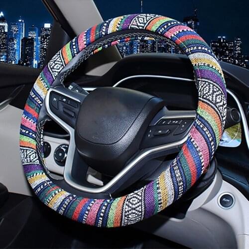 Car Steering Wheel Cover Easy Install Crystal National Style Auto Interior Accessories National Fibers Ethnic Car-styling Covers