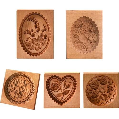 Wooden Cookie Mold Cutter 3D Fondant Cake Mooncake Baking Molds DIY cookie Decoration Tools Kitchen Accessories