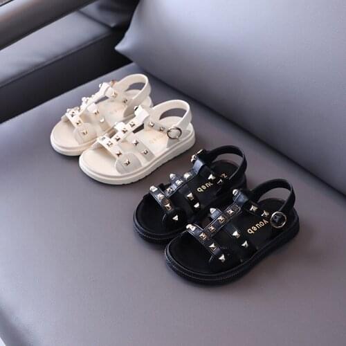 Childrens sandals 2021 summer new childrens sandals fashion rivet princess shoes girls sandal Roman hook-loop sandals