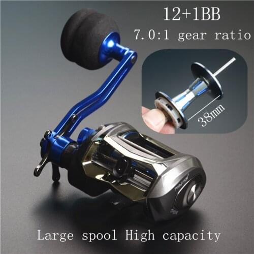 Hi.Whale TF500 slow shake bait casting reel 12+1BB jig wheel max drag 11kg boat wheel gear ratio 7.0:1 fishing reel