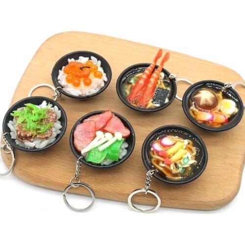 6 Styles Simulation Food Model Realistic Promotional Gift Props Keychain Dollhouse Rice Noodles Food Model for Kitchen Scene