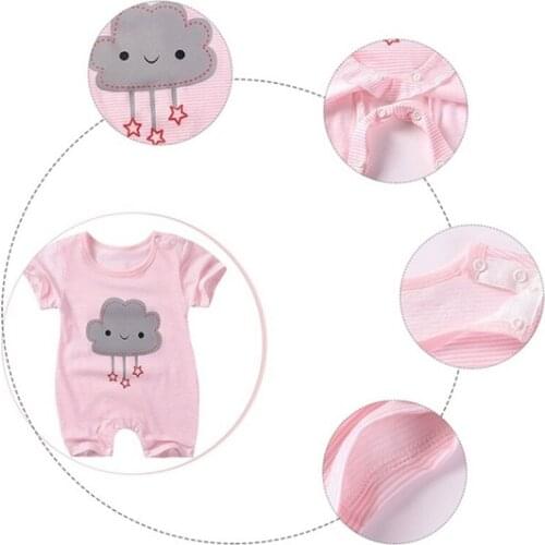 Newborn Infant Cute Star Cloud Moon Printed Baby Clothes Short Sleeve Summer Baby Rompers Short Sleeve Jumpsuit Climbing Clothes
