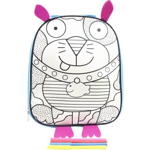 Cartoon Backpack Graffiti Schoolbag Childrens Lovely Schoolbag Kindergarten Schoolbag Childrens Gift Free Watercolor Pen