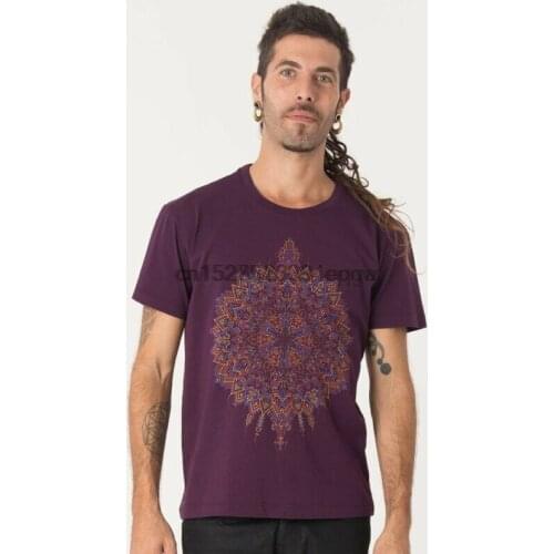 Men Purple Design T-Shirt Psy Trance Festival Glow Under Uv Size S-Xl Art Tee