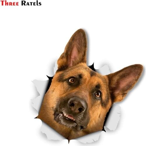Three Ratels FTC-1087 3D Dog Stickers Curious German Shepherd For Wall, Fridge, Toilet,window, mirror and cabinet