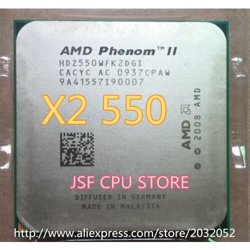 Original AMD Phenom II X2 550 CPU 3.1GHz Socket AM3 938-pin Processor 80W Dual-Core 1M Desktop (working 100% Free Shipping)