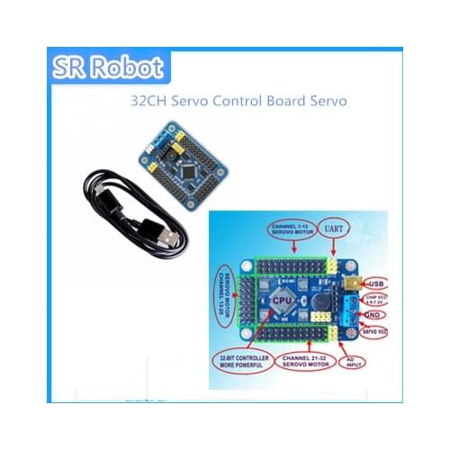 Version 32CH Servo Control Board Servo Motor 32 Channel Controller For Robot PS2 Wireless with USB Cable/UART DIY RC Toy