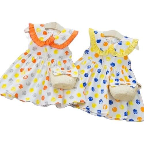 Toddler Kids Baby Girls Casual Floral Print Dress Princess Bag Set Outfits Kids Cotton Silk Dresses Платья На Девочек 2021 New