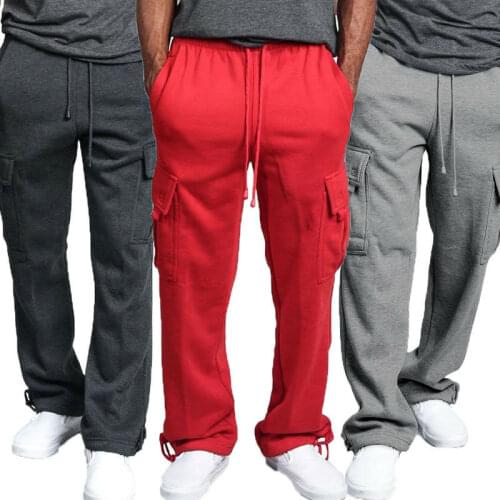 2020 male casual Cargo pants HOT Fashion Mens Jogger Heavy Weight Fleece Cargo Pocket Sweat Pants casual long trousers