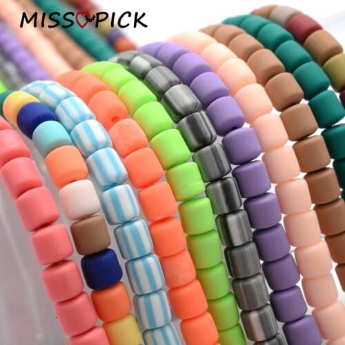 6mm 60-65pcs/Strip Multicolor Barrel Polymer Clay Beads Tube Spacer Beads for Jewelry Making DIY Handmade Bracelet Accessories