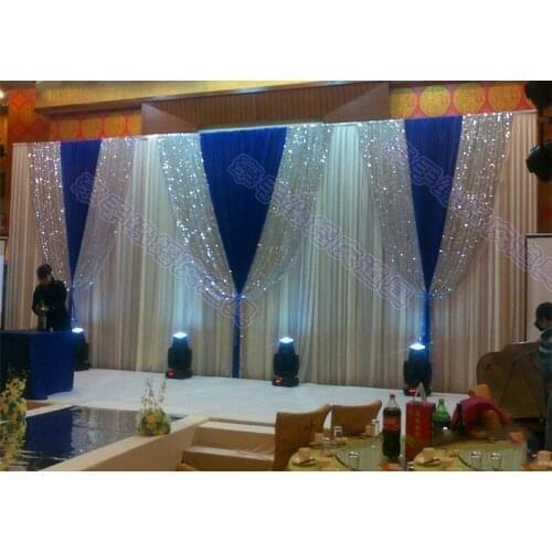 Romantic Wedding 3mx6m backdrop Wedding arrangement Wedding Sequins stage background with Beatiful Swag