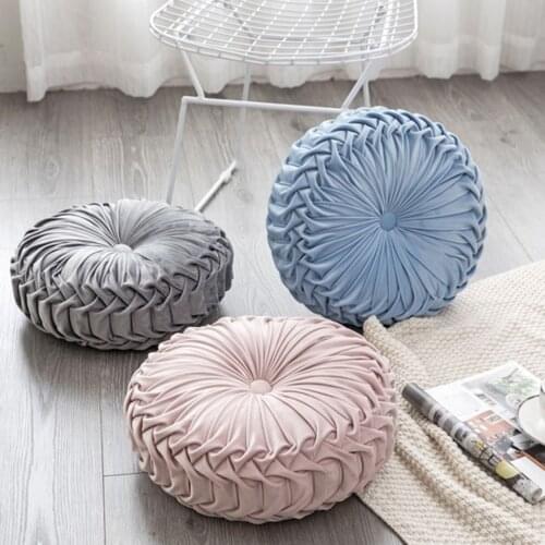 Luxury Round Pillow Nordic Seat Cushion European Style Decorative Sofa Pillow Pouf Velvet Futon tatami Cushion 38x10 Home Decor