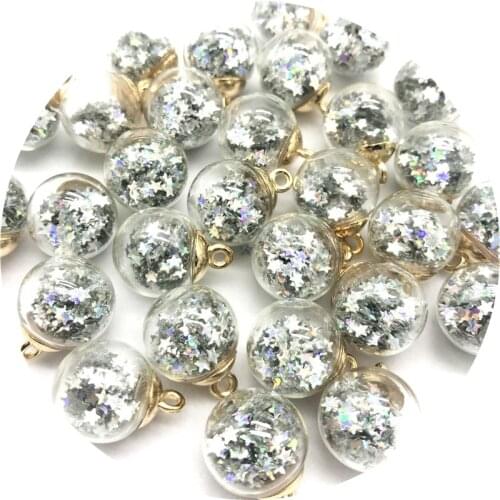 5/10pcs 16mm Colorful Transparent Glass Ball Star Charms Pendant Finding For Jewelry Making Hair Accessories Earring Charms #007