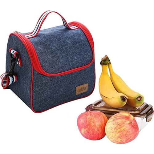 Insulated Lunch Cooler Bags Reusable Denim Oxford Handbag Lunch Tote Bags for Women Men Kids Bolsa Termica Sac Isotherme Repas